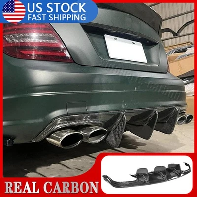 For Mercedes Benz W204 C63 2008-2011 REAL CARBON Fiber Rear Bumper Diffuser Lip - Image 1 of 4