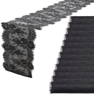 12 Pcs Black Lace Table Runners 14 x 120 Inch Rustic Wedding Table Runner Dec... - Picture 1 of 7