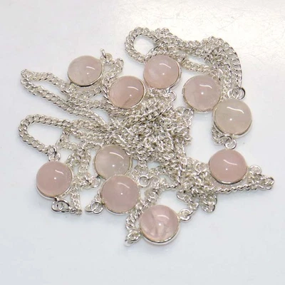 Collar Largo Cadena Cuarzo Rosa 925 Chapado en Plata 36" Trending Now Joyería JW Foto 1 de 3