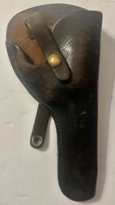 Coldre de couro marrom Old Brauer Bros. H21, destro, alça de cinto revólver 6” - Imagem 1 de 4