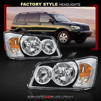 For 2001-2003 Toyota Highlander Chrome OE Style Clear Headlights Headlamps LH+RH Foto 1 de 4