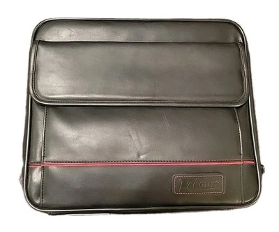 Bolso de cuero para computadora portátil Targus CUN1 (negro con tubería roja) - con correa para el hombro Foto 1 de 4