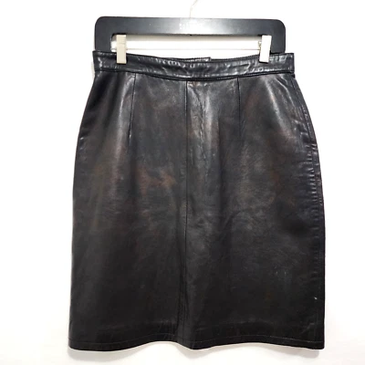 Vintage Saks Fifth Ave Folio Collection Genuine Leather Mini Skirt Black Size 10 - Image 1 of 4