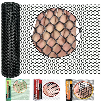 Malla de alambre de pollo de 10 pies de plástico para aves de corral cercado planta jardín barrera duradera  Foto 1 de 4