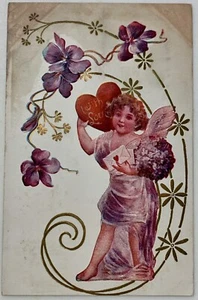 Early 1900’s Antique Valentine’s Day Postcard w/ Stamp & Correspondence. R009 - Imagen 1 de 4