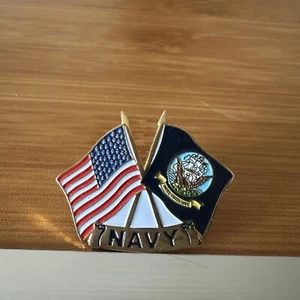 "Sombrero con solapa con bandera militar estadounidense de los Estados Unidos y bandera de la Marina de los Estados Unidos pin corbata tac 1,25" - Imagen 1 de 6