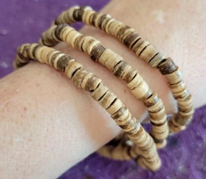 Bracelet or Necklace Hawaiian Coconut Shell Mixed Beaded Bead - Tropical 22" - Picture 1 of 7
