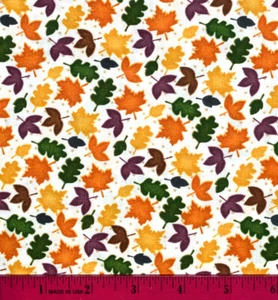 Fall Leaves Fabric - HALF YARD - 100% Cotton - Small Mini Autumn Thanksgiving - Picture 1 of 1