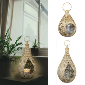 Windlicht  Metall Glas Hänge Laterne Teelichthalter Kerzenhalter Tischdeko - Bild 1 von 7