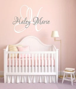 Personalized Name Initial-Vinyl Wall Decal-Girls Nursery-Bedroom Decor-Doorm - Picture 1 of 1