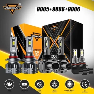 AUXBEAM 9005+9006+9006 Canbus LED Headlight High+Low Beam+Fog Bulbs 6500K Combo - Picture 1 of 12