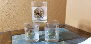 3 Culver Christmas Winter Holiday Deer Double Old Fashioned Glasses 4 1/8" - Picture 1 of 12