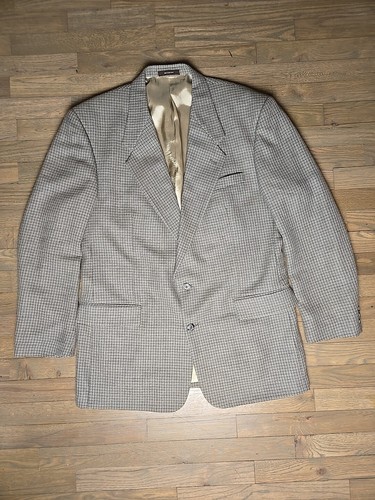 Giacca Givenchy Monsieur marrone lana cappotto sportivo quadri vintage taglia 44 L USA Union