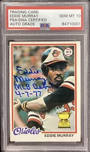 Eddie Murray Signed 1978 Topps #36 Rookie Card MLB Debut Insc PSA/DNA Auto 10 - Picture 1 of 2