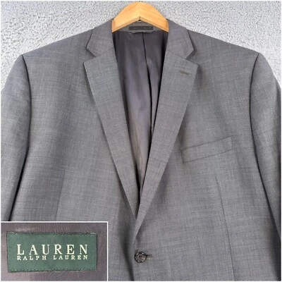 Blazer Abrigo Deportivo Lauren Ralph Lauren 48R Gris Lana Dos Botones Traje Chaqueta Foto 1 de 4