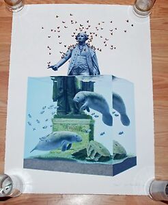 Josh Keyes Sirens Art Print Poster S/# 150 (2012) Manatees Birds Limited Edition