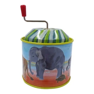 Caja de música de hojalata Nathalie Lete Vilac juguete vida silvestre animales zoológico manivela - Imagen 1 de 6
