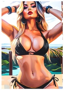 HERMOSA MUJER - ESTILO PINTURA AL ÓLEO * ACEO personalizado * Novedad * Tarjeta de arte * ATC - Imagen 1 de 2