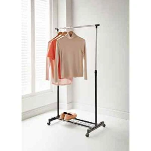 Adjustable Garment Rack Clothes Hanging Rail On Wheel With Shoe Storage Rack - Picture 1 of 1