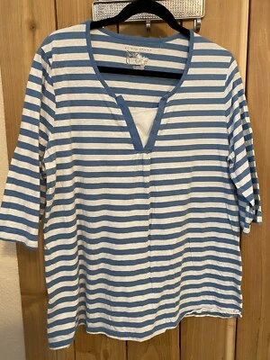 JMS Blue & White Striped 1/2 Sleeve Top Size 2X - Image 1 of 2