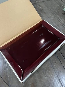 L.E. Smith Simply Colors Maroon Red Glass Rectangle Serving Platter - Picture 1 of 4