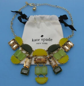 Kate Spade Chunky Varadero Dirty Martini Green Tile Bib Statement Necklace - Picture 1 of 7
