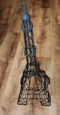 Vintage Paris Eiffel Tower Sculpture 34" Tall 12” Wide Wrought & Welded Iron ART - Image 1 of 4