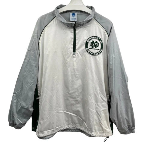 North Dakota State Bison Windbreaker Jacket 1/4 Zip Mens Extra Large White NDSU Cover