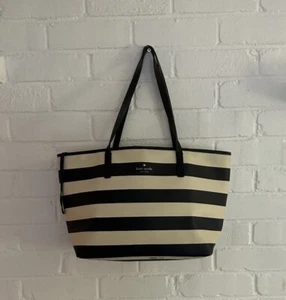 Kate Spade Black/Ivory Striped Hawthorne Lane Ryan Tote Bag - Picture 1 of 22