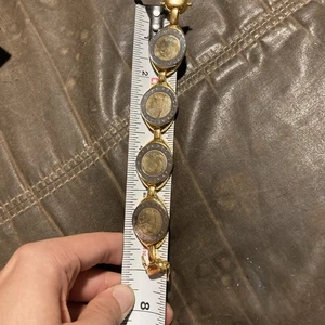 Pulsera de monedas de 500 liras de bronce Milor Italia ~7 pulgadas. - Imagen 1 de 6