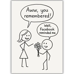 Funny Anniversary Card for Wife | Humour Joke Stick Figure Facebook Reminder Her - Picture 1 of 7
