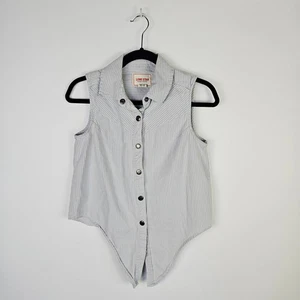 Lone Star Druckknopf Hemd blau gestreift mittlerer Saum zum Binden Western Rodeo Cowgirl - Bild 1 von 9