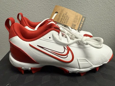 Nike Force Trout 9 Keystone White/Red Baseball Cleats FB9731-004 YOUTH Sz 4 - Image 1 of 4