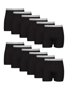 Hanes Boxer Briefs 12-Pack Mens Value Pack Black Comfort Flex Waist Tagless S-XL - Picture 1 of 2