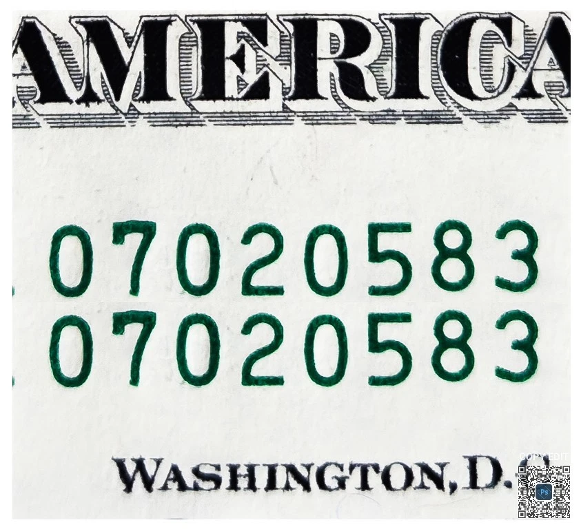 Same Matching Serial Number $1 Bill. Duplicate Serial Number. Unique Dollar. - Image 1 of 3