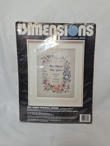 Dimensions TWO HEARTS Wedding Record Cross Stitch Kit Navina Capecci 3122 NOP - Picture 1 of 5