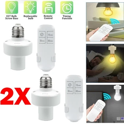 2sets E27 Screw Wireless Remote Control Light Lamp Bulb Holder Cap Socket Switch - Image 1 of 4