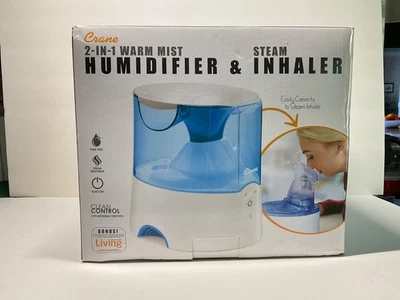 NEW Crane Inhaler & Warm Mist Humidifier, 0.5 Gallon, Blue & White  EE-5202 - Image 1 of 4