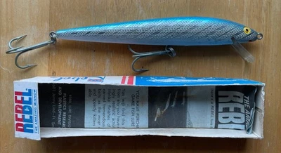 Vintage Rebel Minnow Floater Crankbait F403-SW blue Fishing Lure 7” S2 - Image 1 of 4