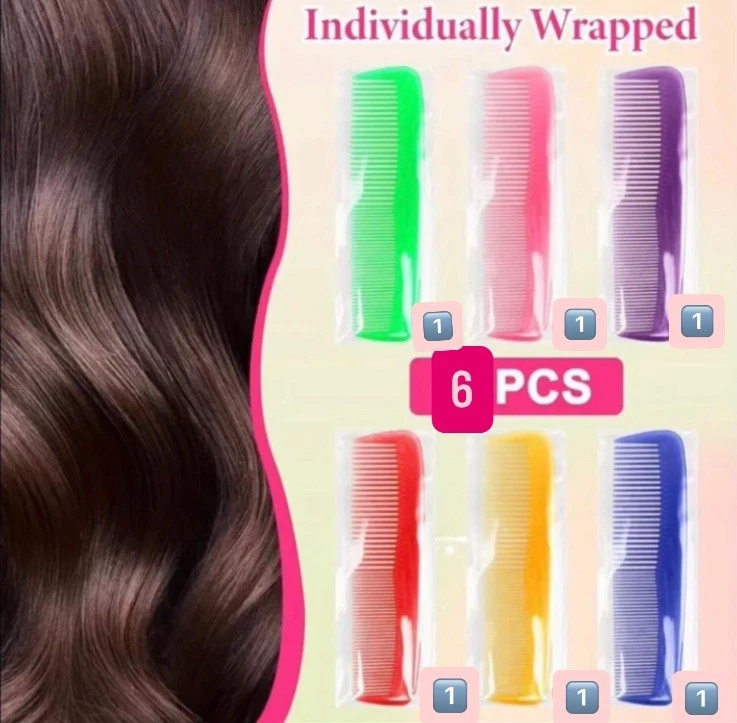 Juego de 6 paquetes de peines a granel, peines de viaje de bolsillo para mujeres y hombres, colores  Foto 1 de 4