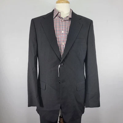 Express Men's Sport Coat Blazer Two Button Black Striped Wool Size 42L - Image 1 of 4
