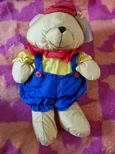 Hallmarks 1990s Forever Friend Bear Nylon Jester Beanie Soft Toy Plush 12" New - Picture 1 of 7
