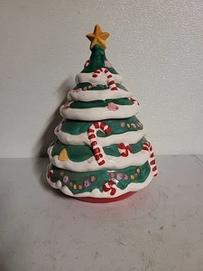 Tarro de galletas de árbol de Navidad vintage MCE Sausalito CA firmado coleccionable vacaciones  - Imagen 1 de 8