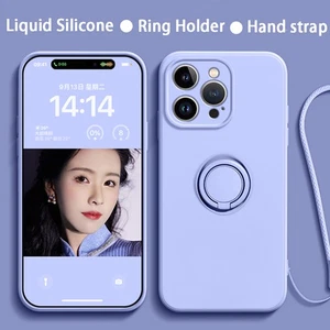 For iPhone 16 Pro Max 15 14 13 12 11 Liquid Silicone Bracket Protect Case Cover - Picture 1 of 20