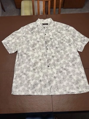 Camisa Tasso Elba para hombre XL verde y blanca manga corta seda mezcla lino Foto 1 de 4