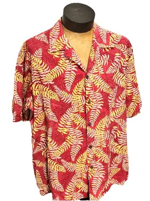 Hawaiian Shirt Nui Nalu Men’s Leaf Print Sz XL Vintage Short Sleeve Shirt Red - Image 1 of 4