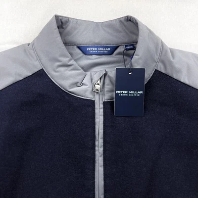 Peter Millar Crown Crafted Cambridge Hybrid Vest Wool Navy Gray Large $295 - Image 1 of 4