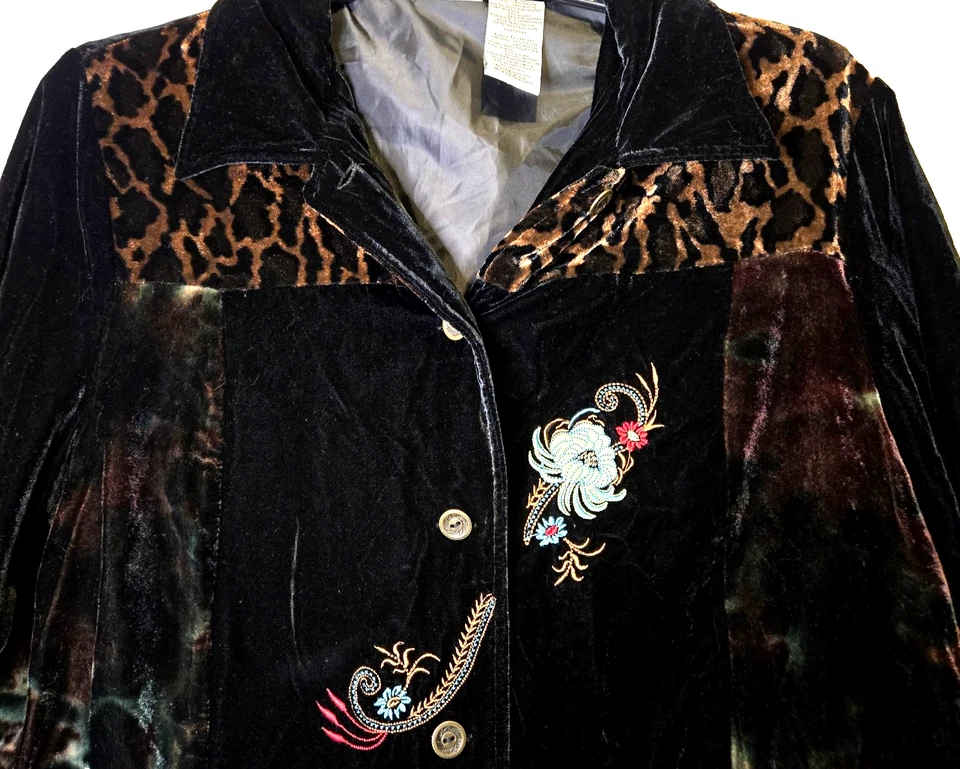 Chaqueta de Colección Para Mujer L Parche de Terciopelo Caprichosa Boho Bordada Estilo Asiático Ciervo Blanco Foto 1 de 4