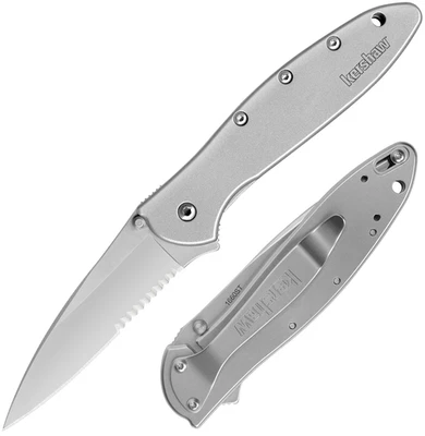 Kershaw Assisted Folding Knife 3" 14C28N Sandvik Steel Blade Stainless Handle - Image 1 of 4