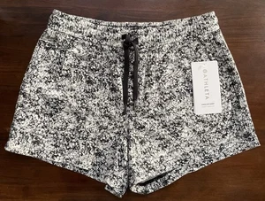 Athleta Damen marmorierte Farallon Shorts Größe S schwarz weiß Athleisure Kordelzug - Bild 1 von 8
